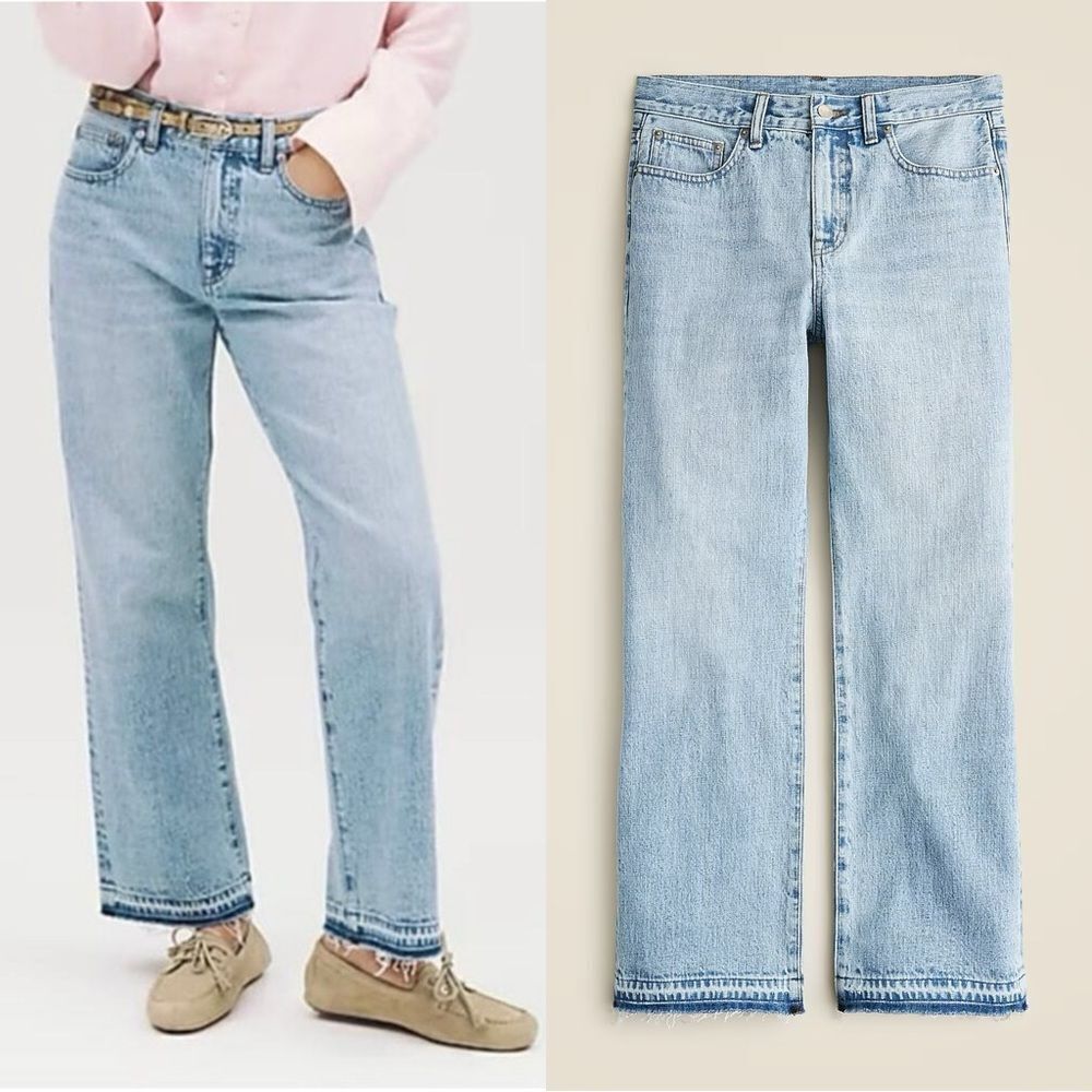 NWT J CREW Mid-rise relaxed kickout jean in blue